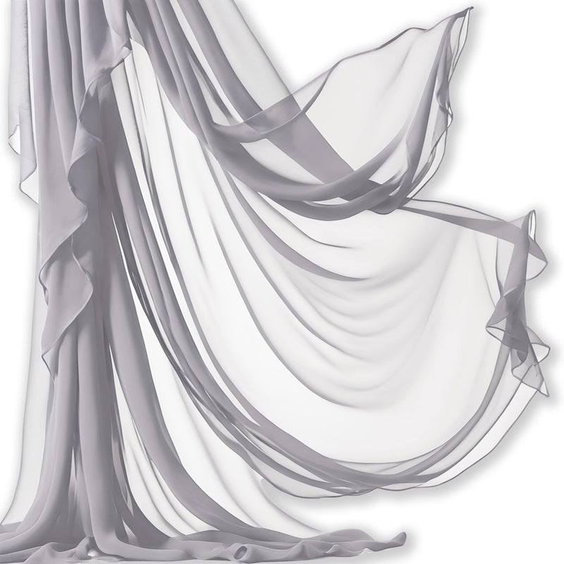 Barcelonetta | Chiffon Fabric | Decoration, Drapery Fabric | Wedding, Gender Reveal, Baby Shower, Birthday | for Arbor, Arch, Canopy, Table and Chair Decoration (Light Grey, 10 Yards) - Image 1